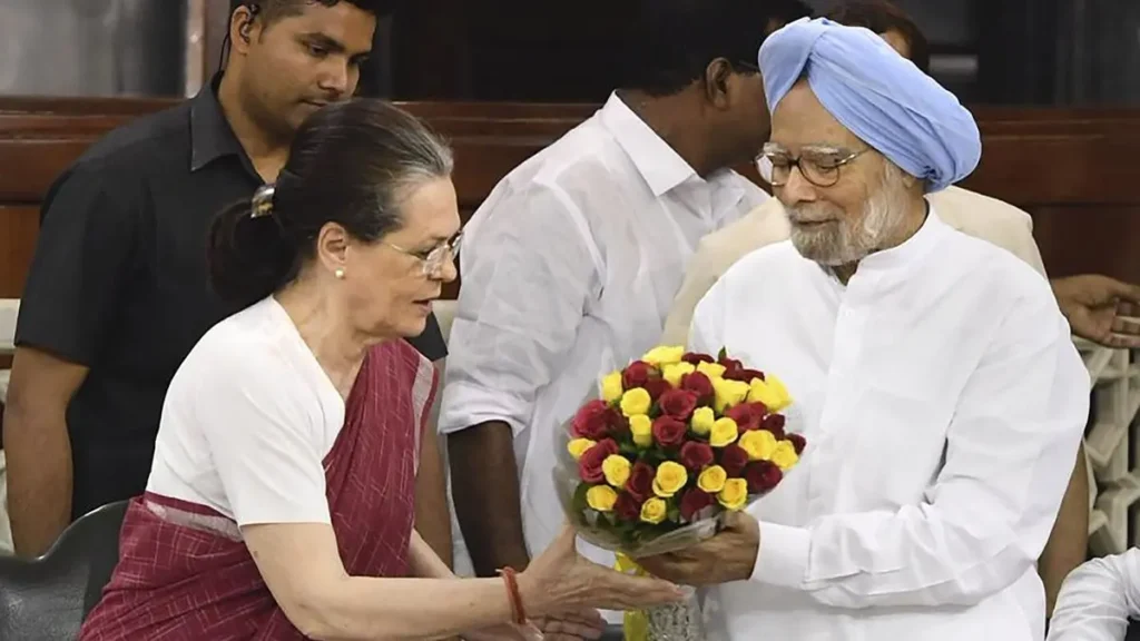 Manmohan Singh with Sonia Gandhi